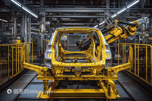 使用機(jī)械臂制造新車的框架